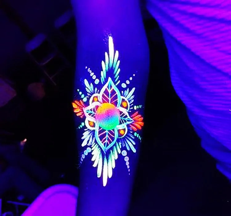 Fluorescent  Tattoo Sticker  Luminous Tattoo Paper Tribal Permanent Waterproof Temporary 3d Tattoo Sticker for Man and Woman
