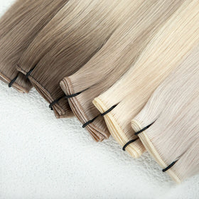 LeShine Seamless Weft Top Quality Russian Hand Tied Hair Extensions Raw Human Hair Genius Weft Hair Extensions