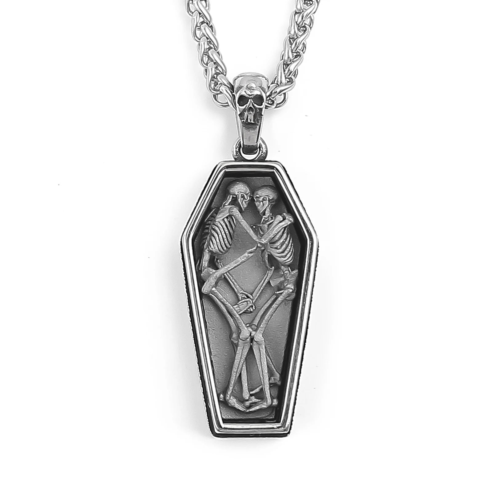 316L Stainless Steel Punk Jewelry Necklace Lover Coffin Necklace Love to Death Pendant Mens Necklace Jewelry Wholesale