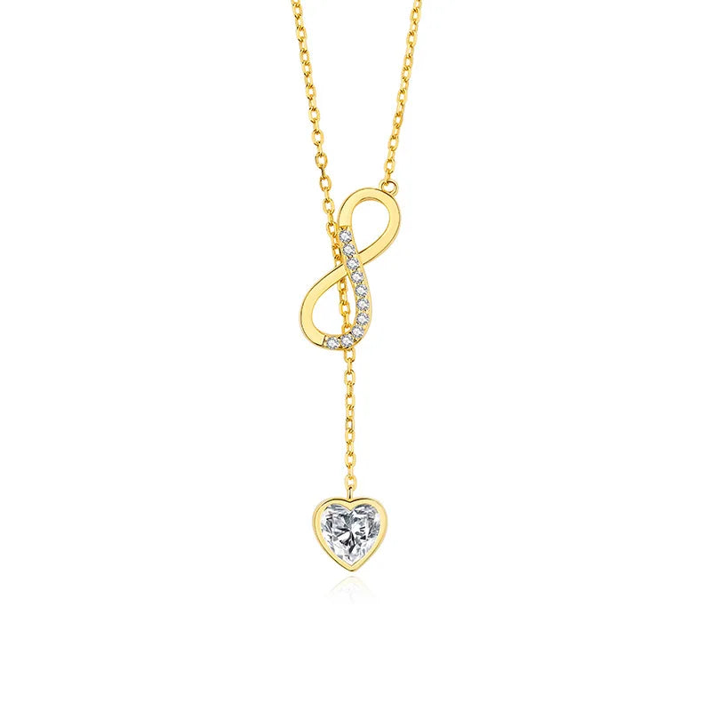 Daidan Heart Necklace Silver 925 Necklace Zircon Mobius Tassel Love Infinity Symbol Pendant Necklace