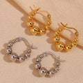 Fashion Stainless Steel Hoop Earrings 18K Gold Plated Earrings Handmade Beaded Earrings