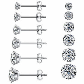 Glaring Stainless Steel Zircon Stud Earrings