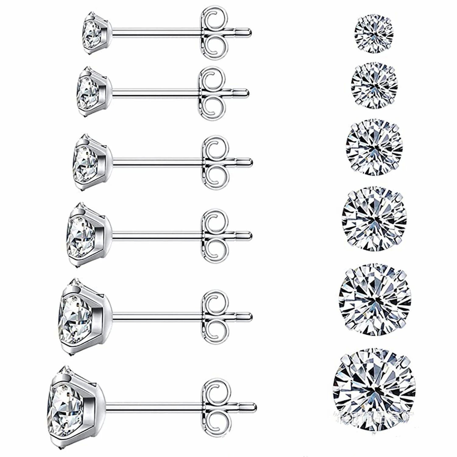 Glaring Stainless Steel Zircon Stud Earrings