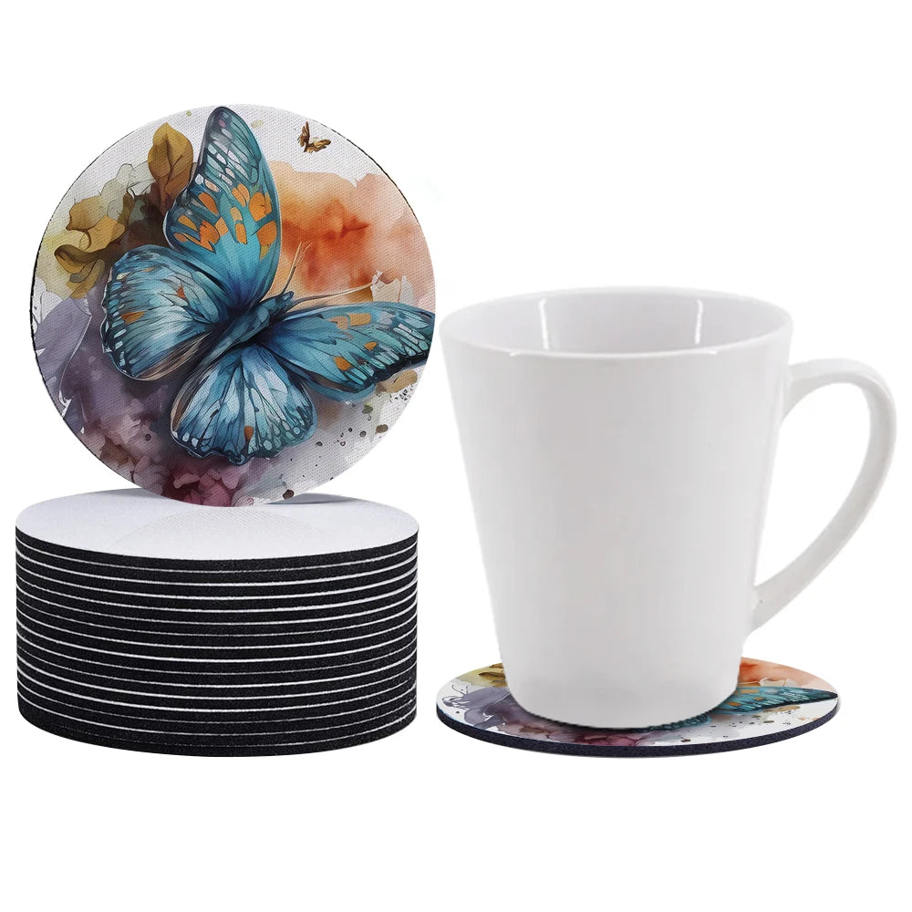 2.56 Inch Sublimation Coasters DIY Square/Round Neoprene Cup Pad Blank Coaster Dye Coasters