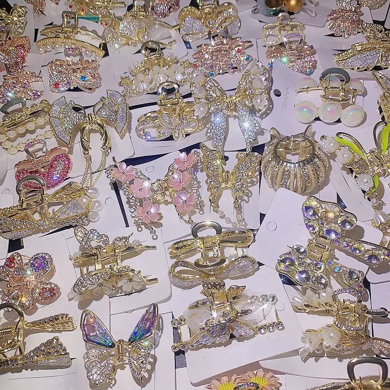 Fashion Luxury Butterfly Fashion Wild Jewelry Hairpins Claw Pearl Zircon Hair Accessories in Bulk Mixed Wholesale