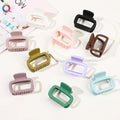 QIYUE Small Size Plastic Hollow Hair Claw Clip Solid Color Square Hair Styling Tool