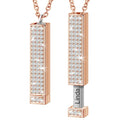Fashion Three Dimensional Engrave Letter Inlaid Zircon Custom Name Vertical Pendant Necklace Stainless Steel Jewelry for Women