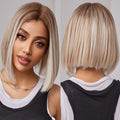Wholesale Brown White Blonde Lace Frontal Wigs Short Straight Bob Highlight Synthetic Lace Wig Natural Futura Hair