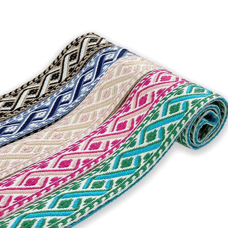 1.5 Inch Polyester Jacquard Ethnic Wind Webbing Straps Webbing Dog Leash Webbing  Handbag Straps Ribbon