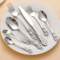 Light Luxury Palace Stainless Steel Knife Fork Spoon Cutlery Set Retro Hollow Silverware Cutlery Set Suitable for Wedding