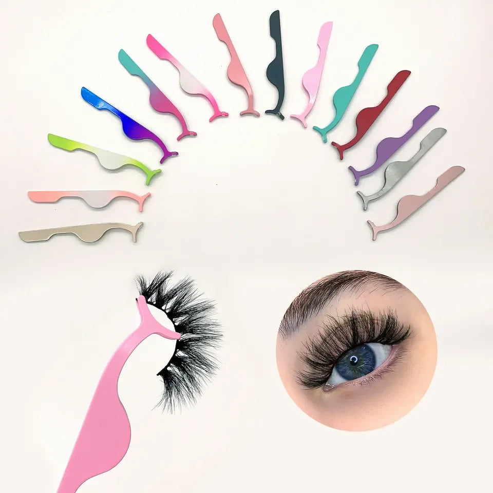 Manufacturer Wholesale Custom Color Stainless Steel Eyelash Tweezers Lash Extension Tool Set Rose Gold Finish Custom Logo OEM
