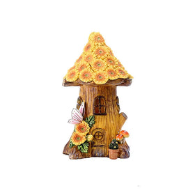 Wholesale Fairy Garden House Garden Statues With Solar Lights Resin Outdoor Cottage Figurines Treehouse Lawn Ornaments