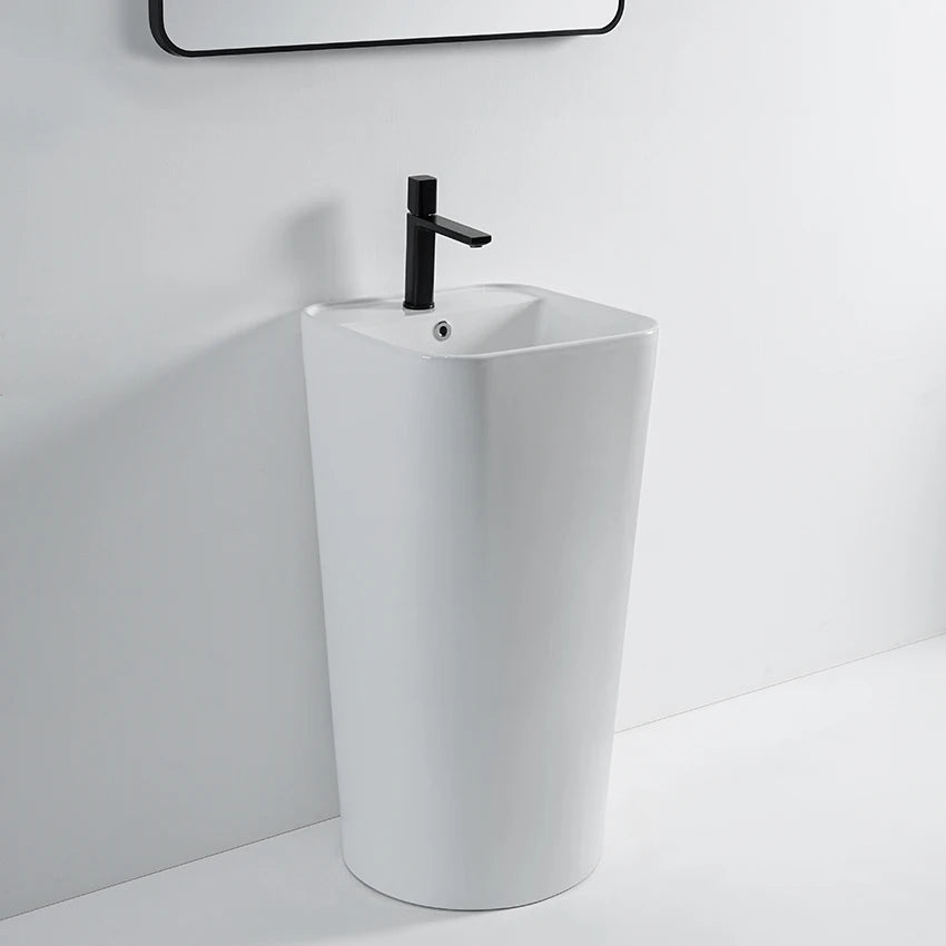 Factory Direct Sales Ceramic Pedestal Wash Basin Sinks Big Size Floor Standing Bathroom Sinks with Pedestal