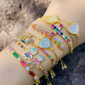 Vivid Colorful Natural Stone Inlaid Real 18K Gold PVD Bracelets Party Gift Chains Waterproof Customizable Tennis Charm Bracelets