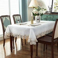 Custom White Floral Lace Embroidered Disposable Rectangular Dining Tablecloth for Wedding Party Events