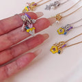 DAIHE Cross Border New Fashion Trend for Girls' Daily Versatile Collarbone Chain love Colored Diamond Series Girls' Necklace