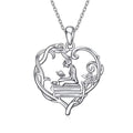 Fashion Jewelry 925 Sterling Silver Plated Women Reading Book Flower Heart Pendant Necklace