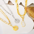 18k Gold Plated Character Double Chain Geometric Pendant Necklace 2022Stainless Steel Necklaces Collar Para Mujer Jewelry Custom