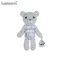 LUOTEEM 2026 New Style Fine Moving Bear Women Brooch Pins Copper Brass CZ Cubic Zirconia for Clothing Decoration Brooch