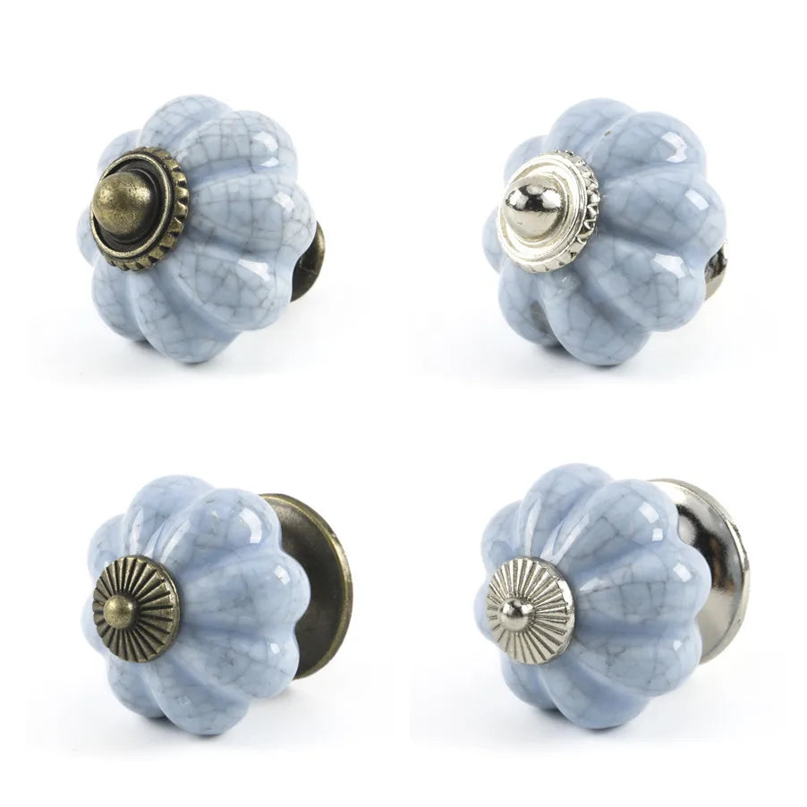 Adjustable Vintage Single-Hole Ceramic Cabinet Door Knob Cracked Pumpkin Handle Solid Wood Kitchen Furniture Dresser Dining