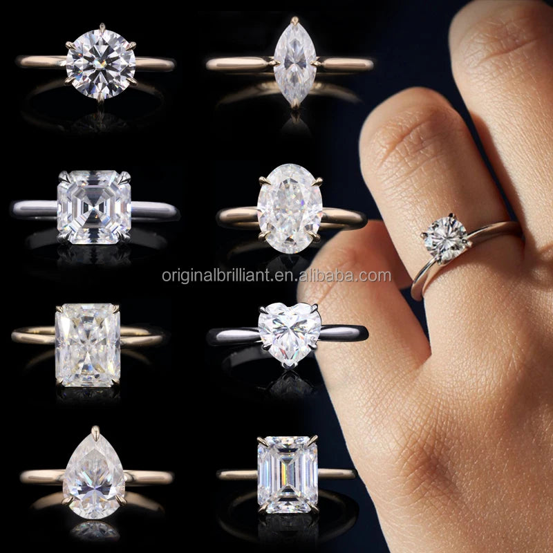 Starsgem Custom Fine Jewelry 1.0CT Gemstone Solitaire Engagement 14K Solid Gold Moissanite Ring