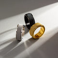 Spinner Ring Anello 8mm Stainless Steel Hollow Lattice Anxiety Rotatable Finger Rings for Women Men Daily