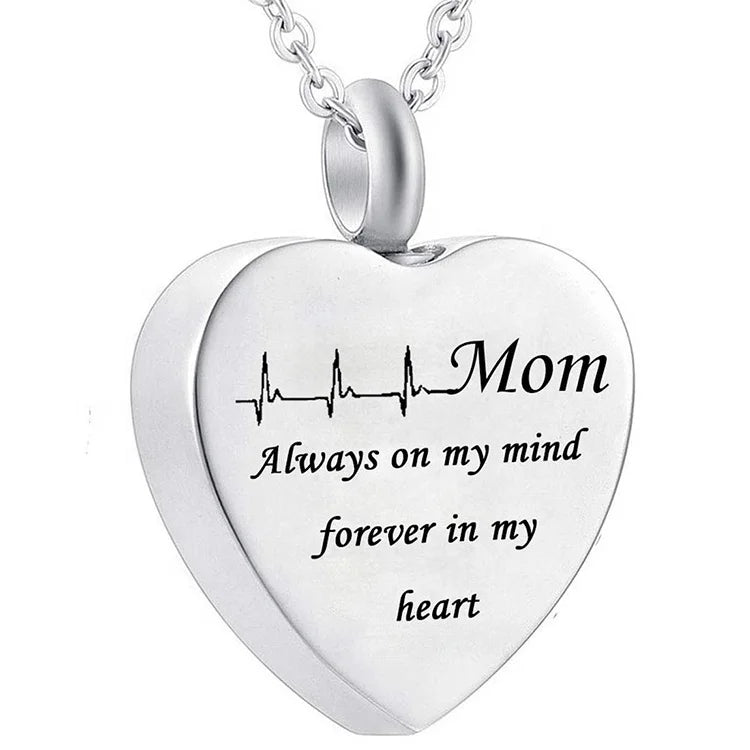 Wholesale Custom Exquisite Jewelry 925 Sterling Silver Cardiogram Urn Heart Letter Pendant Cremation Necklace Kolye