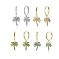 FUAMAY 2026 Guangzhou Earrings 18K Gold Plated Green Turquoise 925 Palm Tree Charm Earrings Boucle D'oreille En Argent Palmier