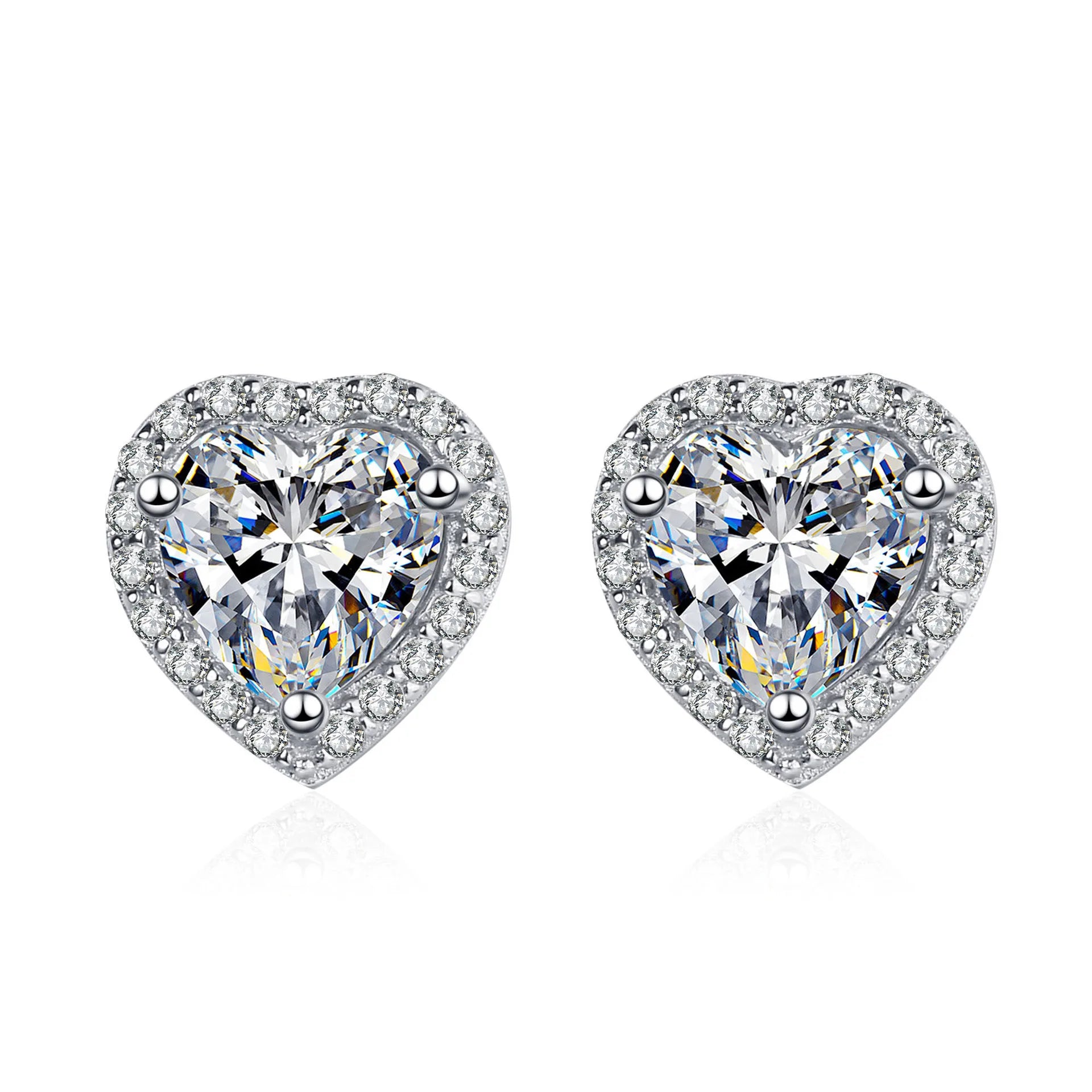 D Color VVS1 2Carat Heart Cut Moissanite Earrings for Women 925 Sterling Silver Stylish Jewelry for Lady Daily Wearable