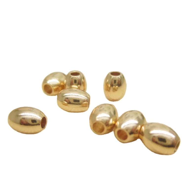 Wholesale 24K Triple Gold Plated Olive Shaped Spacer Beads Jewelry Findings & Components for Bracelets & Necklaces
