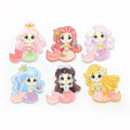 New Popular Planar Resin Flatback Mermaid Princess100Pcs Acrylic Resins Printed for DIY Headband Hair Bow Decoration Accessories