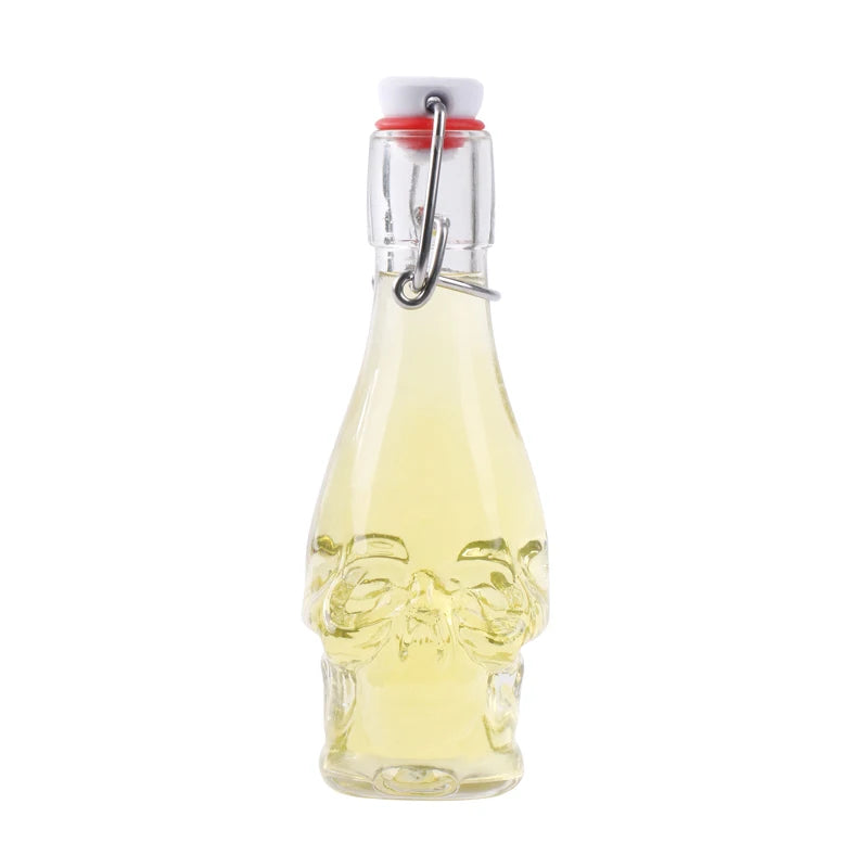 150 ml 5 oz Glass Skull Shape Bottles for Oil with Swingtop Lid