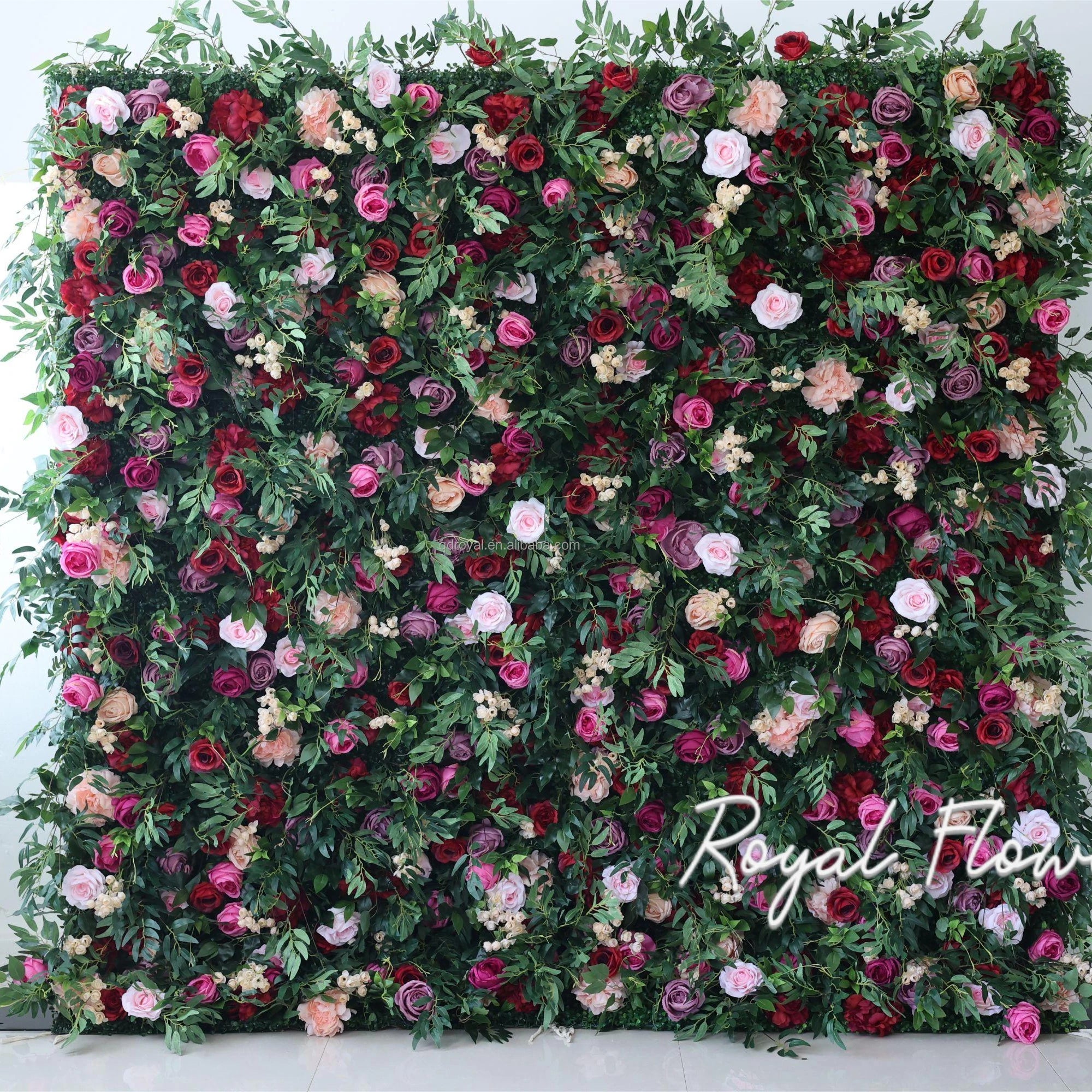 5D 3D OEM Artificial Flower Wedding Back Drops Hydrangea Flowerwall Luxury Rose Backdrop Wedding Floral Event Stage Decoration