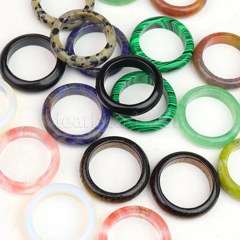 Natural Gemstone Crystal Ring Genuine Single Crystal Stone Rings for Unisex Earrings Jewelry Men