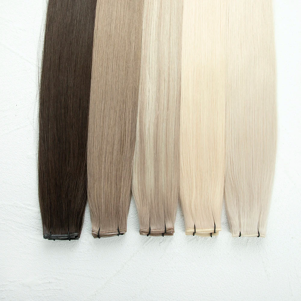 LeShine 100% Russian Human Hair Extensions Invisible Hand Tied Weft with Thick Ends Genius Hair