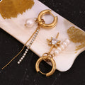 Dreamshow Fresh Water Pearl Zircon Earring North Star Drop Earrings Gold Plated Stainless Steel Jewelry