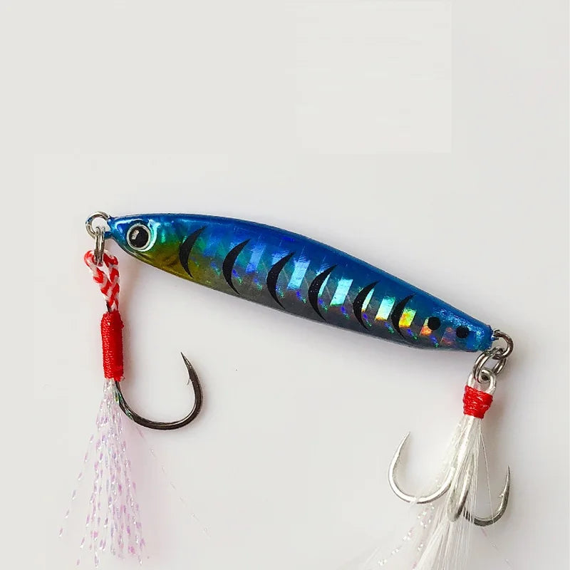 10g 15g 20g Micro Jig Metal Lead Fish Lure with Assist Hook Feather Treble Hook