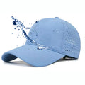Custom Logo Waterproof 6 Panel Mesh Baseball Cap Laser Cut Hole Perforated Hat Custom Trucker Baseball Hat
