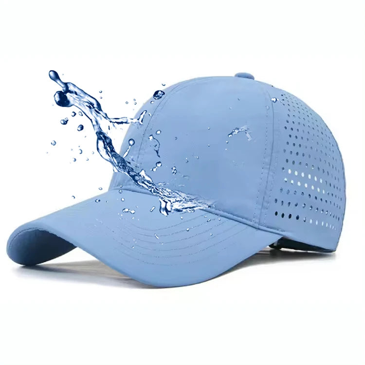 Custom Logo Waterproof 6 Panel Mesh Baseball Cap Laser Cut Hole Perforated Hat Custom Trucker Baseball Hat