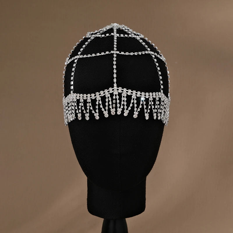 Fashion Multi-layered Rhinestone Forehead Hair Accessories Hair Chains Tassel Hair Cap Head Chain Jewelry Party for Women