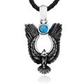 SS8-579P Steel Soldier New Arrival Unique Feather Turquoise Eagle Pendant Necklace With Eye Stone Gothic Jewelry for Men