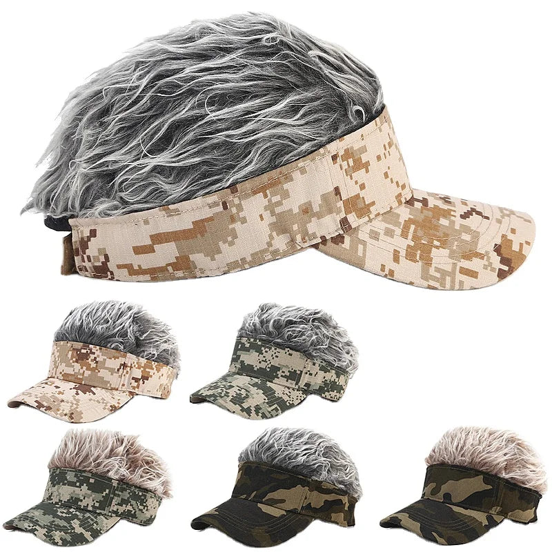 Fashion Wig Sun Cap Snapback Camouflage Sports Peaked Hats Hip Hop Half Hairpiece Baseball Caps Camo Hat