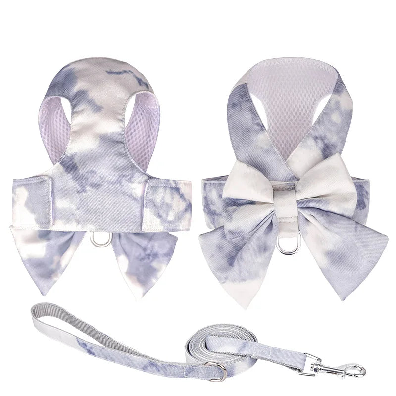 Gradient Dog Leash Vest-style Pet Chest Back Strap Organza Chest Back Skirt Small to Medium-sized Dog Walking Leash