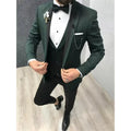 Classic One Button Dark Green Groom Tuxedos Wedding/Prom/Dinner Groomsmen Men Suits Blazer (Jacket+Pants+Vest)