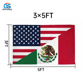 Factory Wholesale Custom Usa American Flag with Two Eyelets - 5 ft X 3 ft Mexican American Mix Flags