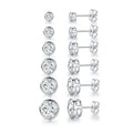GE66 Fashion 18K Gold Plated CZ Stone Studs Earrings for Women Men Round Cubic Zirconia Bezel Setting Ear Stud Set Fine Jewelry