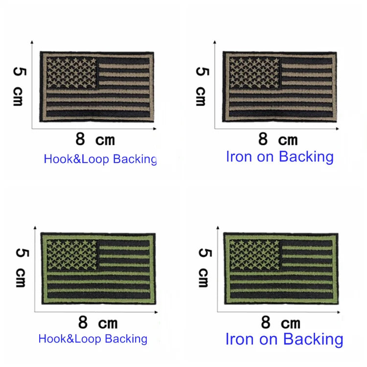 Wholesale Various Styles Embroidered USA Country Flag Patches With Hook Loop  for Hat Clothing Bag