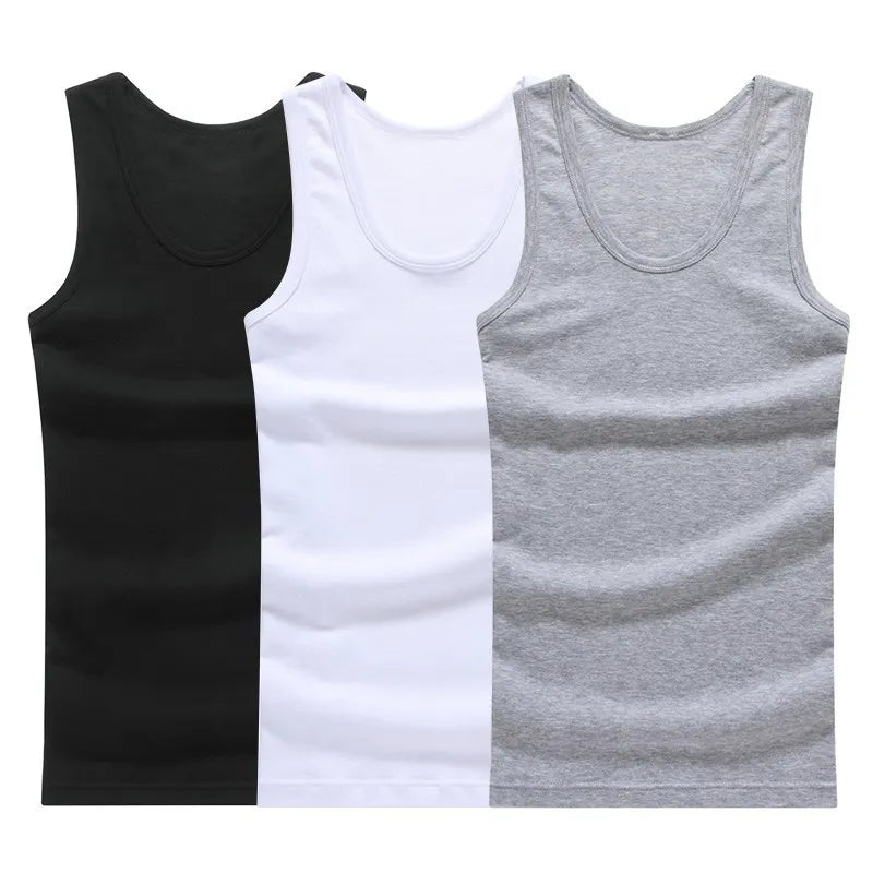 Men's Summer Casual Knitted 100% Cotton Sleeveless Gym Shirt for Workout Fitness Singlets