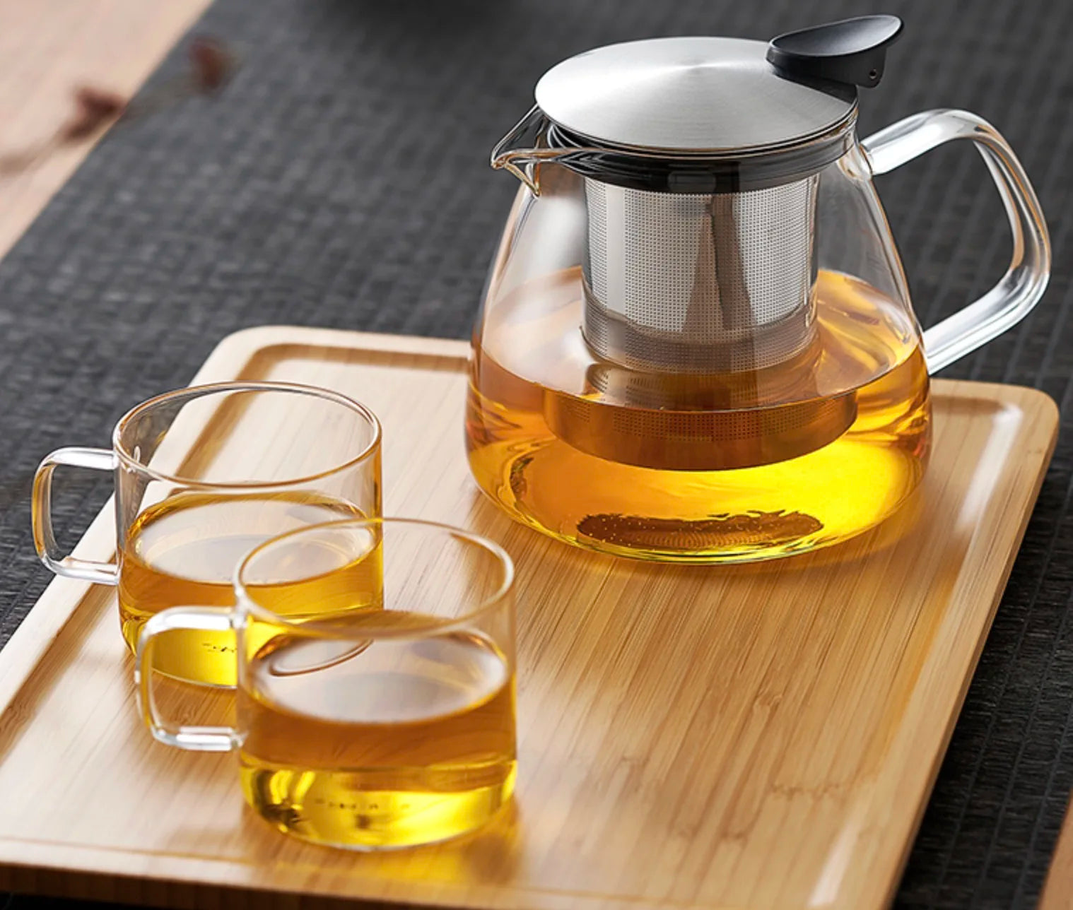 High-End 450ML Borosilicate Glass Tea Kettle Pot Infuser with Chinese Design Handle Camping Parties Christmas Coffee Drinkware