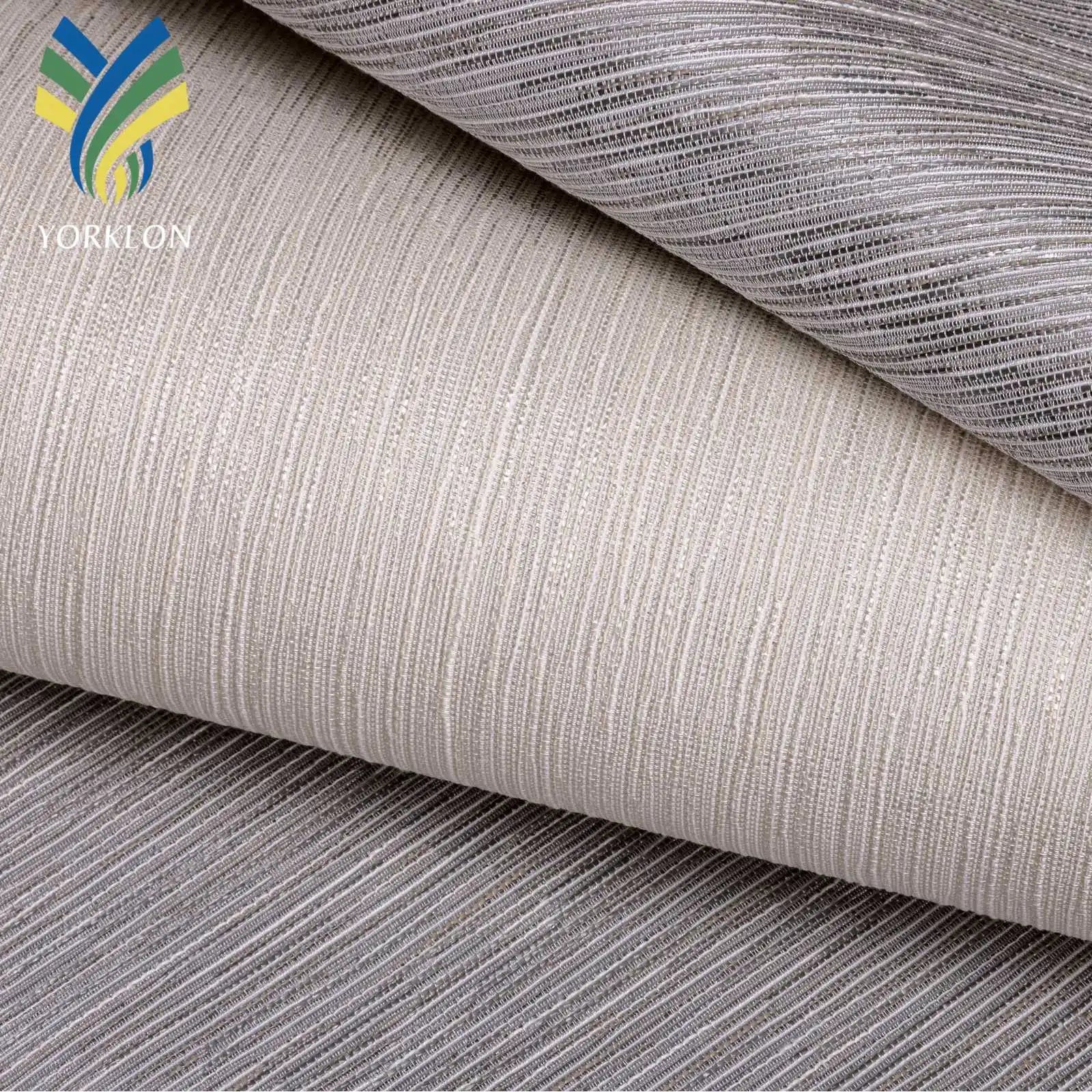 CX 66 Customized Grey Gold Interior Decor Wallpaper Modern PE Weaving Wallcovering for Hotel Use Waterproof & Fireproof